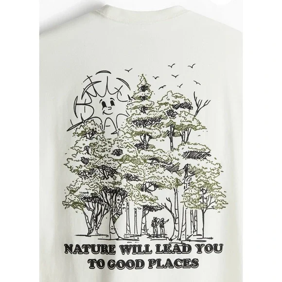 H&M “Nature Will Lead You To Good Places” Loose Fit Graphic T-Shirt, Size L - Picture 4 of 10